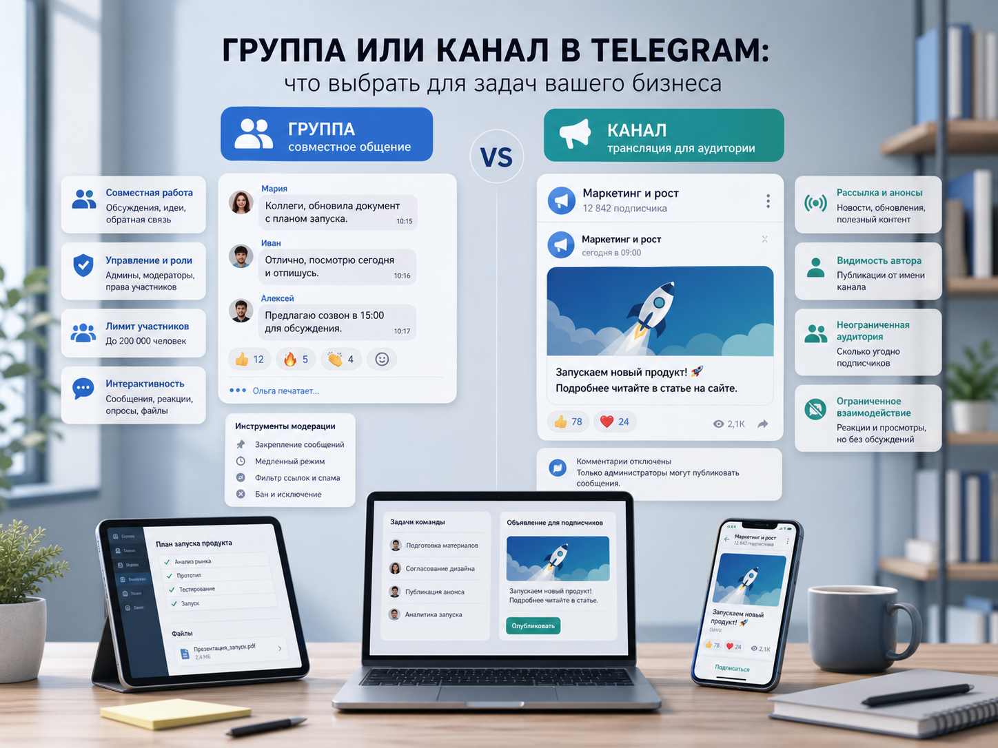 Чем отличается группа от канала в Телеграме и что выбрать?